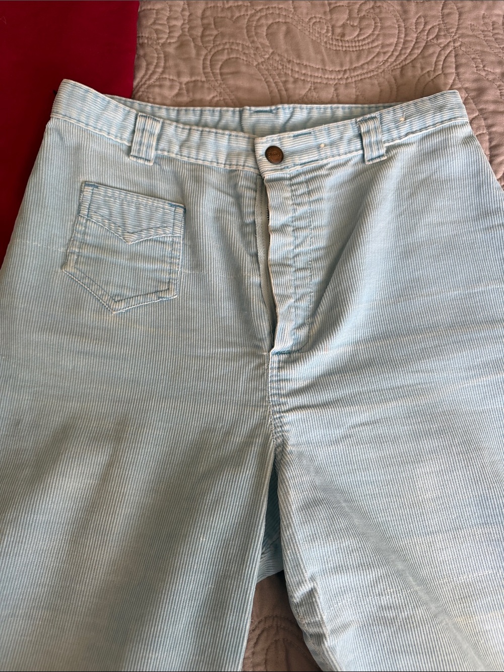 Vintage Dittos Light Blue corduroy Wide-Leg Jeans with Embroidered Cuff size 28 - Picture 5 of 8